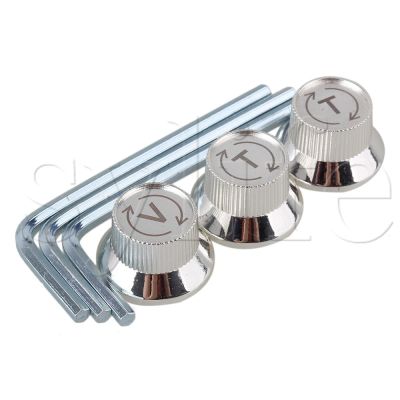 3pcs Electric 1V2T Guitar 6mm ID Hole Volume Control Knobs Silver Guitar Bass Accessories