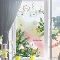 Custom Size stained Garden glass film Sticker window privacy Vinyl Mirror Non-adhesive Frosted Window Film Removable tinting Window Sticker and Films