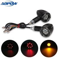 2PCS/4PCS Motorcycle Turn Signal Indicators Stop Light Black Rear Turn Lights For Harley Chopper Motorbike Scooter