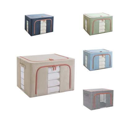 Cotton Linen Storage Box Foldable Storage Box with Lid Collapsible Clothes Socks Toy Sundries Organizer Cosmetics Light Green