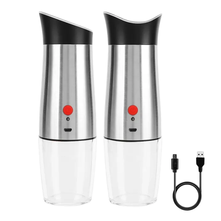 Electric Salt and Pepper Grinders Set, Rechargeable Pepper Mill