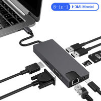 แปดในหนึ่ง Type-c เลี้ยว rj45 กิกะบิต HDMI ท่าเรือขยาย USB3.0HUB ฮับมัลติฟังก์ชั่นตัวแปลง .