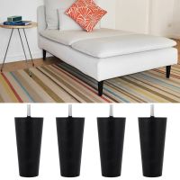 hotx【DT】 4pcs Plastic Legs Round Tapered Table Cabinets feet Sofa Bed TV Cabinet legs black multi-size