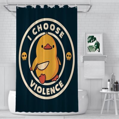 I Choose Violence Funny Duck Shower Curtains  Waterproof Fabric Funny Bathroom Decor with Hooks Home Accessories