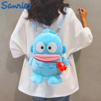 Hot Anime Sanrioed Hangyodon Plush Backpack Cartoon Kawaii Plush Doll Soft Storage Bag Cute Shoulder Bag For Girl Birthday Gift
