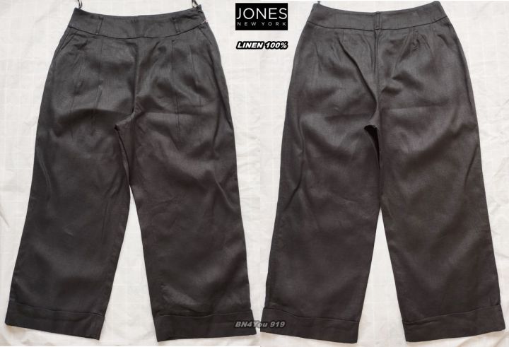 jones-new-york-signature-กางเกงขากว้างผ้าลินิน-สีดำ-super-black-ไซส์-32-ฟิก-สภาพเหมือนใหม่-ถอยช็อป-ไม่ผ่านการใช้งาน