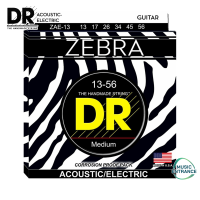 DR Strings สายกีต้าร์โปร่งไฟฟ้า ZEBRA - Acoustic-Electric: 13-56 รับประกัน ของแท้จากอเมริกา 100%