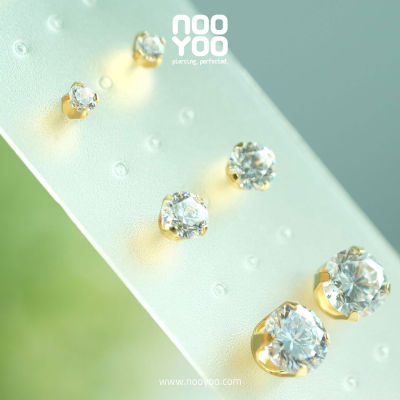 NooYoo ต่างหูสำหรับผิวแพ้ง่าย SET Cubic Zirconia 3/5/7mm