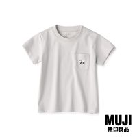 มูจิ เสื้อยืดคอกลมแขนสั้นแบบมีกระเป๋าเสื้อปักลาย เด็กเล็ก - MUJI Embroidered Pocket Short Sleeve T-shirt (Baby 80-100)