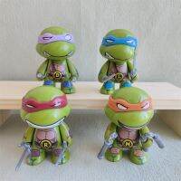 4ชิ้นอะนิเมะเครื่องประดับรถตุ๊กตา TMNT Figure 7Cm รุ่น Q สร้างสรรค์เครื่องประดับพีวีซีทำมือแบบจำลองของเล่นแบบชุดสะสม