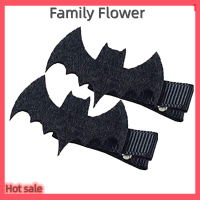 Family Flower Flash Sale กิ๊บติดผมฮาโลวีนปีกปีศาจสีดำ1คู่กิ๊บแมงมุมคลิปหนีบผมสำหรับปาร์ตี้