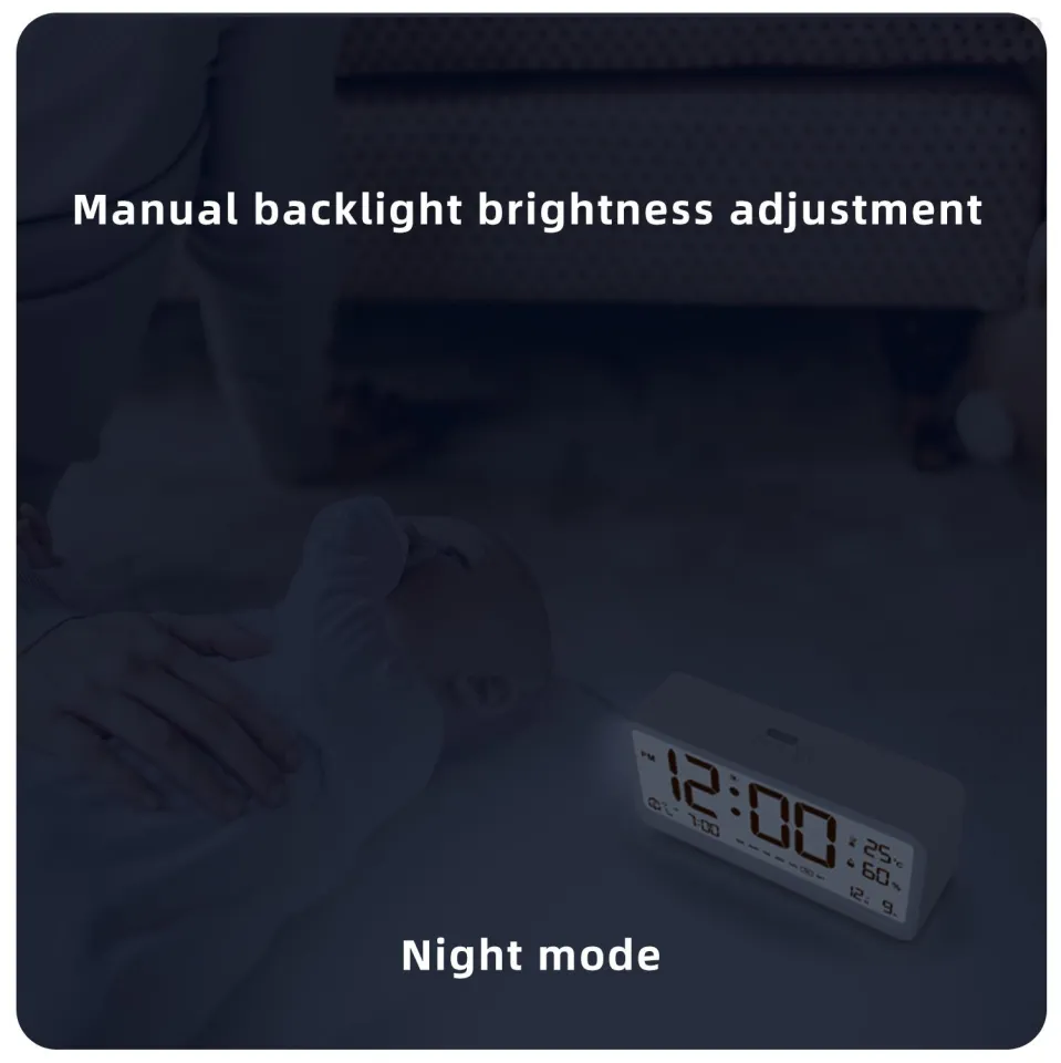 8001-EN Temperature Humidity Displaying Alarm Clock with Dual