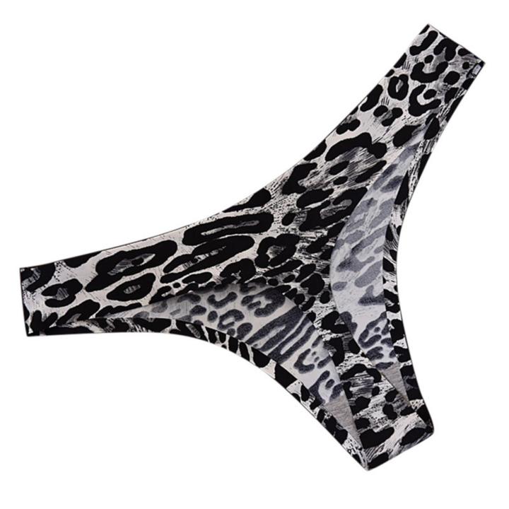 ชุดชั้นในจีสตริงลายเสือดาวเซ็กซี่สำหรับผู้หญิงชุดชั้นในจีสตริงสีดำลายเสือดาว