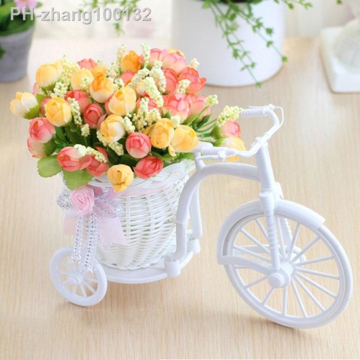 artificial-flowers-silk-roses-rattan-bike-vase-plastic-bicycle-desktop-decorative-rose-bonsai-plant-outdoor-home-office-decor