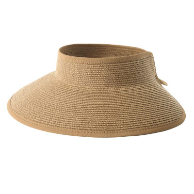 หมวกบังแดดสำหรับผู้หญิงหมวกฟางชายหาดกันกันแดดรังสียูวีเสื้อว่างเปล่าแบบพับได้ฤดูร้อน