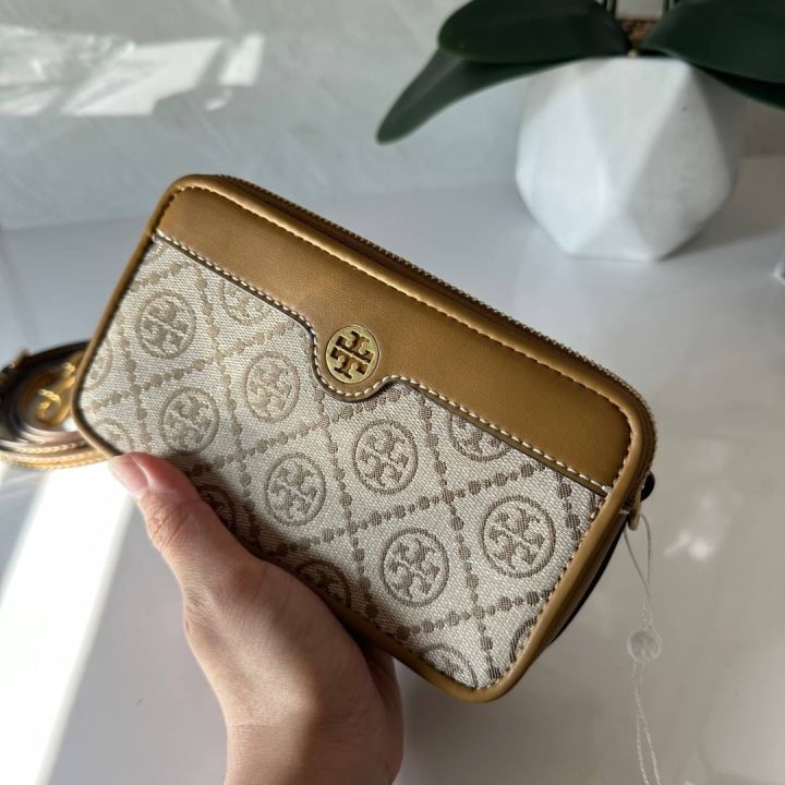 T Monogram Jacquard Double Zip Mini Bag