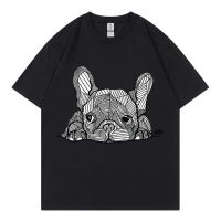 Summer New Creativity Design Dog Print Korean Style Trend Hip Hop Men T-Shirt Oversize Unisex Shirt Cotton High Quality Tee