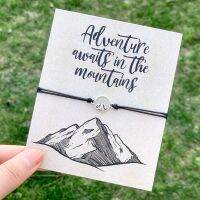 Adventure Awaits In The Mountains Mountain Peak Wax Cord Bracelet Wanderlust Bracelet for Women Men Friendship Lover Gift