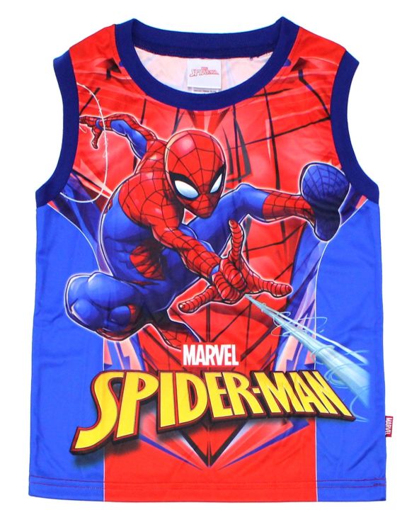 เฺสื้อผ้าเด็กลายการ์ตูนลิขสิทธิ์แท้-เด็กผู้ชาย-ผู้หญิง-ชุดแขนสั้น-ชุดแฟชั่น-spider-man-เสื้อเด็กผ้ามัน-avengers-dms243-15-bestshirt