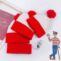 Wheres Wally Waldo Red White Knitted Hat Cosplay Halloween Christmas Gift Winter Warm Thick Cap Women And Men Valentines Hats