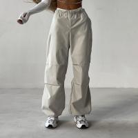 Women Casual Joggers Tech Pants Oversized Solid Low Waist Drawstring Baggy Trousers Y2K Fashion Wide Leg Cargo Pants Streetwear