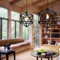 Loft Nordic Chandelier ร้านอาหารสไตล์อเมริกันคันทรีบาร์ Retro Hexahedron Diamond Chandelier