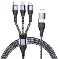 LMG92หนึ่งลากสามอุปกรณ์เสริมโทรศัพท์ชนิด C โทรศัพท์มือถือชาร์จ USB สายไฟพาวเวอร์แบงค์สายชาร์จข้อมูล6 In1สาย USB สายชาร์จ5A ชาร์จข้อมูลอย่างรวดเร็ว