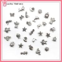 LUCKY HAIRACC 96pcs โลหะผสมอัลลอยด์ ลูกปัดคั่นรูปสัตว์ทะเล ปลาดาวปลาดาว เงินสีเงิน ลูกปัดหลวมหลากหลายธีมมหาสมุทร งานฝีมืองานประดิษฐ์ ปลาทองโค้ท จี้ลูกปัดสัตว์ สำหรับสร้อยคอ