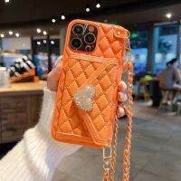 【16- digits】ใช้ได้กับเคสโทรศัพท์มือถือ IPhone 11/1213Promax Cross Crossbody Lanyard Love Lingge Card Zero Wallet ฝาครอบป้องกัน