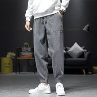 M-5XL ! 2022 New Fashion Mens Solid Color Nine-point Pants Trousers Harem Pants Corduroy Outdoor Casual Pants