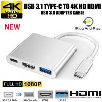 3 in 1 USB 3.0 Type-C To HDMI 4K HDMI/USB 3.0/Type C Converter Cable Adapter for Macbook Laptop Lightning To HDMI