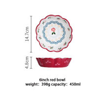 XINCHEN Ceramic Cherry Bowl Fruit Salad Bowl Heart Round Shape Breakfast Rice Tableware For Kids Cutlery Dessert Noodles Bowl