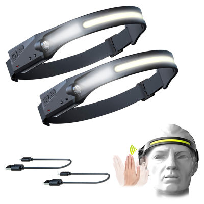 COB LED Headlight Induction Headlamp 1200mAh USB Rechargeable Flashlight Waterproof Head Torch 5 Lighting Modes Sensor Head Lamp