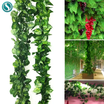 2.4M Silk Artificial Ivy Rattan Leaf Garland Plant Vine Home Wedding Bathroom Decoration Garden Festival Party Decor fake flower Artificial Flowers  P