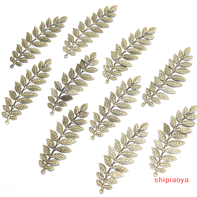 Shipiaoya 10ชิ้น/ชุดใบไม้สไตล์วินเทจตัวเชื่อมต่อแบบลายเส้นการทำเครื่องประดับหัตถกรรมโลหะ DIY