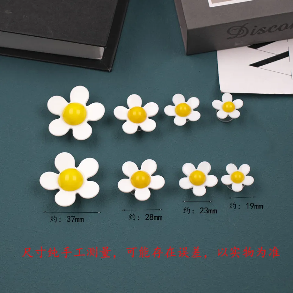 14pcs/set Acrylic Material Perforated Flower & Daisy Bow Shoe Charms