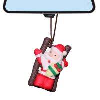 【jw】▤  Papai Noel Decoração Espelho Retrovisor Pingentes Ajustáveis Ornamento do carro Pingente com Escada Decorações De Férias Engraçado