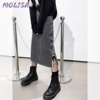 Molisa Fashion กระโปรง กระโปรงยีนส์ กระโปรงทรงเอ ชิค ทันสมัย แฟชั่น เท่ WWY2393H3G 39Z230927