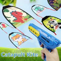 2023 Kids Kite Windless Flight Rubber Band Catapult Launcher Outdoor for Boys