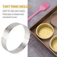 【Ready Stock&amp;COD】5 Pcs Circular Porous Tart Ring Bottom Tower Pie Cake Mould Baking Tools Heat-Resistant Perforated Cake Mousse Ring, 8cm