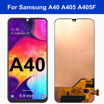 จอ Oled LCD สำหรับ Samsung Galaxy A40 A405F/DS A405F A405FD A405A ชิ้นส่วนจอสัมผัสแอลซีดีของเครื่องแปลงดิจิทัล