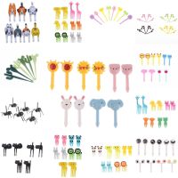 6-18pcs Mini Cartoon Food Picks Children Snack Cake Dessert Food Fruit Forks Lunch Bento Accessories Party Decor RANDOMN COLOR