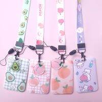 Cute Peach Avocado Fruits Lanyard Credit Card ID Holder Bag Student Women Travel Bank Bus Business Card Cover Badge