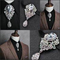 British Men Bowtie Cowboy Necklace Bolo Tie Women Elastic Band Strap Alloy Chic Bow Tie Bling Crystal Rhinestone Uniform Necktie