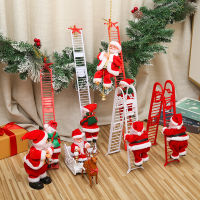 2022 Santa Claus Climbing Ladder Electric Santa Claus Doll Christmas Tree Hanging Ornament Outdoor Indoor Door Wall Decoration