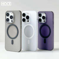 HOCE Fashion เคสสำหรับไอโฟนโทรศัพท์นิรภัยลายทแยงแบบบางพิเศษ14 13 15 Pro Max ฝาหลังชาร์จไร้สายแข็งแบบใส