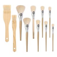 10 PCS Assorted Size Paint Brush Gold Leaf Hair Duster Flat Brush Sweep Mops for Watercolor, Wash, Ceramic