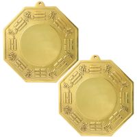 ☇✠♗ 2 Pcs Pure Copper Bagua Mirror Metal Ornament Indoor Decor Wall Decoration Chinese Style Trigrams Hanging Blessing Pendant