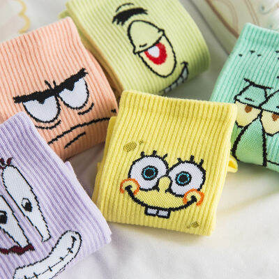 Spongebobs ถุงเท้า Kawaii อะนิเมะ Patricks ดาว Squidward หนวดเกราะ Abs Krabs Sheldon J. ถุงเท้าตุ๊กตาของขวัญสาวคู่