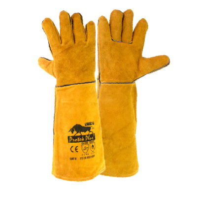 Protek Plus LWG19 Yellow  ถุงมือหนังยาว 19 นิ้ว สีเหลือง ถุงมือเชื่อมไฟฟ้า ถุงมือกันความร้อน ตัดเลเซอร์ กันสะเก็ดไฟ Spatter , TACTool รุ่นยอดนิยม